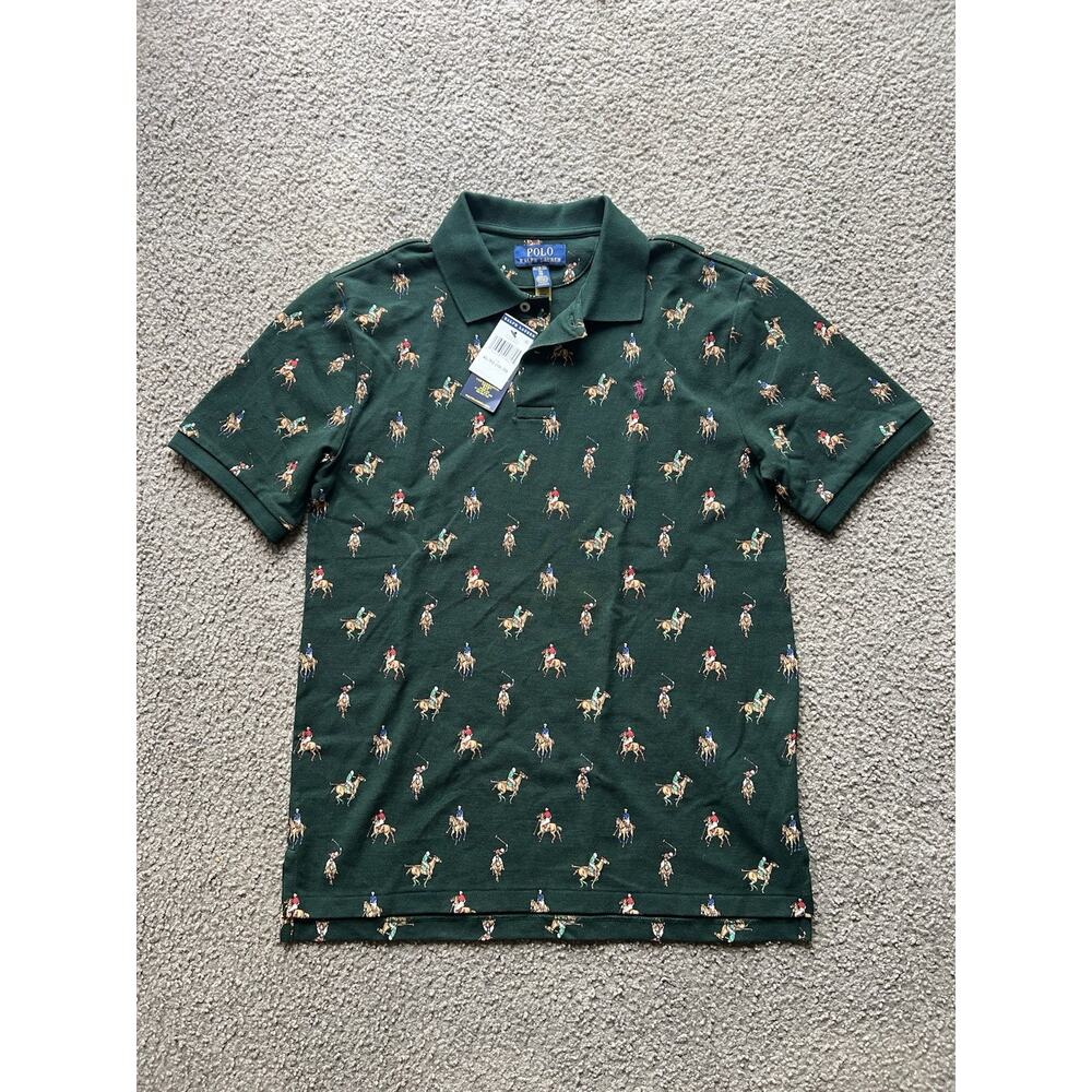 Polo Ralph Lauren Men’s Polo Shirt Green All Over Polo Player Horse XL 18-20